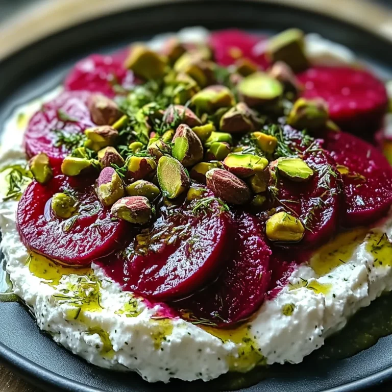 Feta battue, betteraves, pistaches