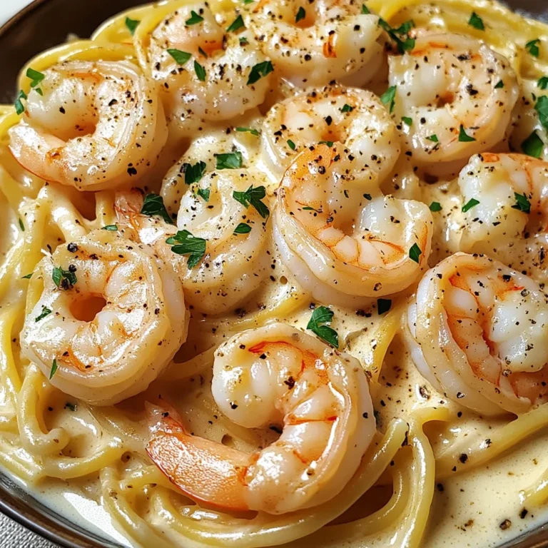 Pâtes crémeuses ail crevettes