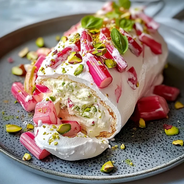 Pavlova roulée rhubarbe mascarpone
