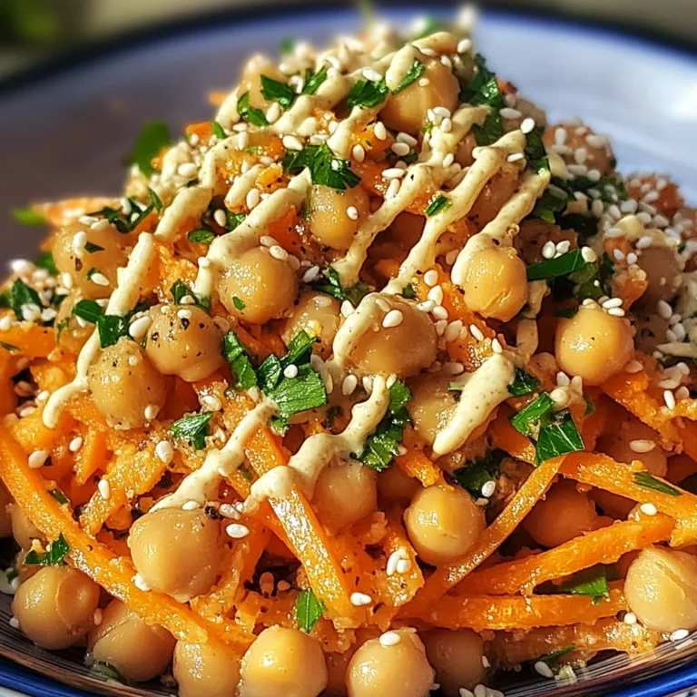 Salade de Carottes Épiciées et de Pois Chiches avec Sauce Tahini 