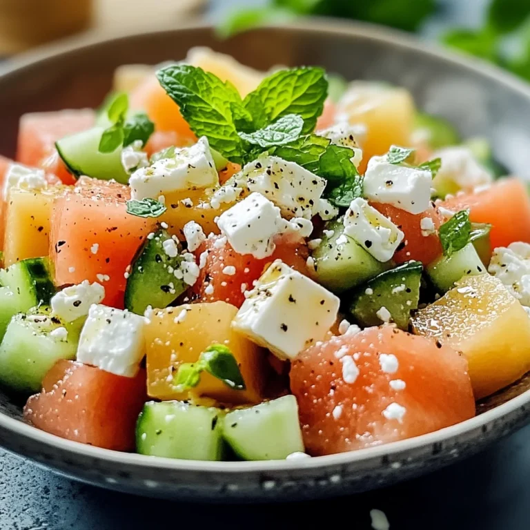 Salade de melon, concombre et feta