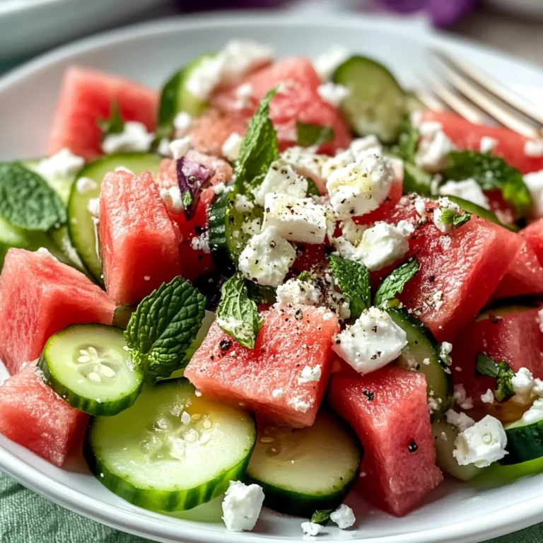 Salade de pastèque, concombre et feta