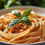 Spaghetti à la Crème de Poivron Rouge et Mozzarella
